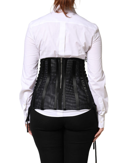 Black Lace-Up Waist Cincher Bustier Corset Top