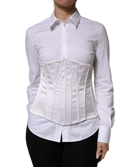 White Polyamide Waist Cincher Bustier Corset Top