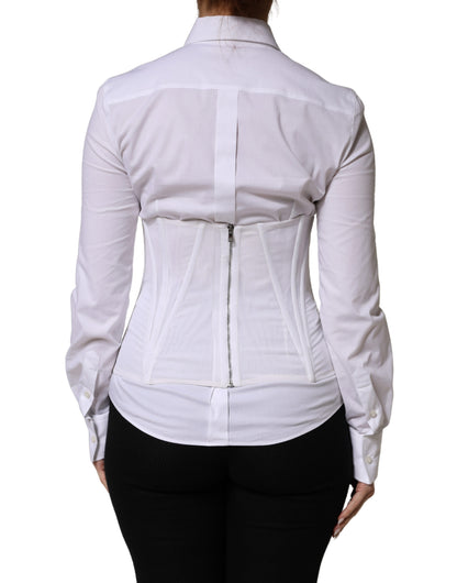 White Polyamide Waist Cincher Bustier Corset Top