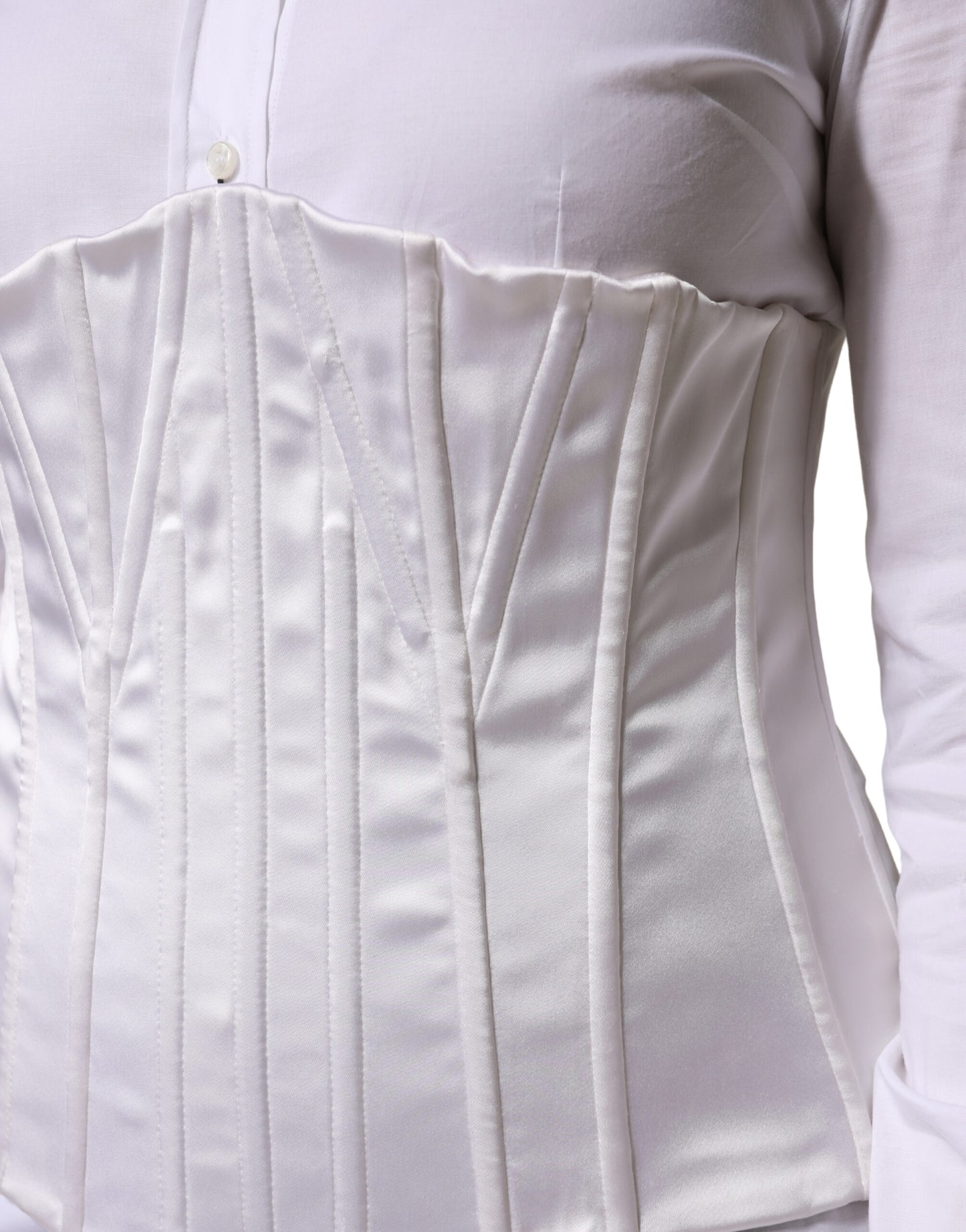 White Polyamide Waist Cincher Bustier Corset Top