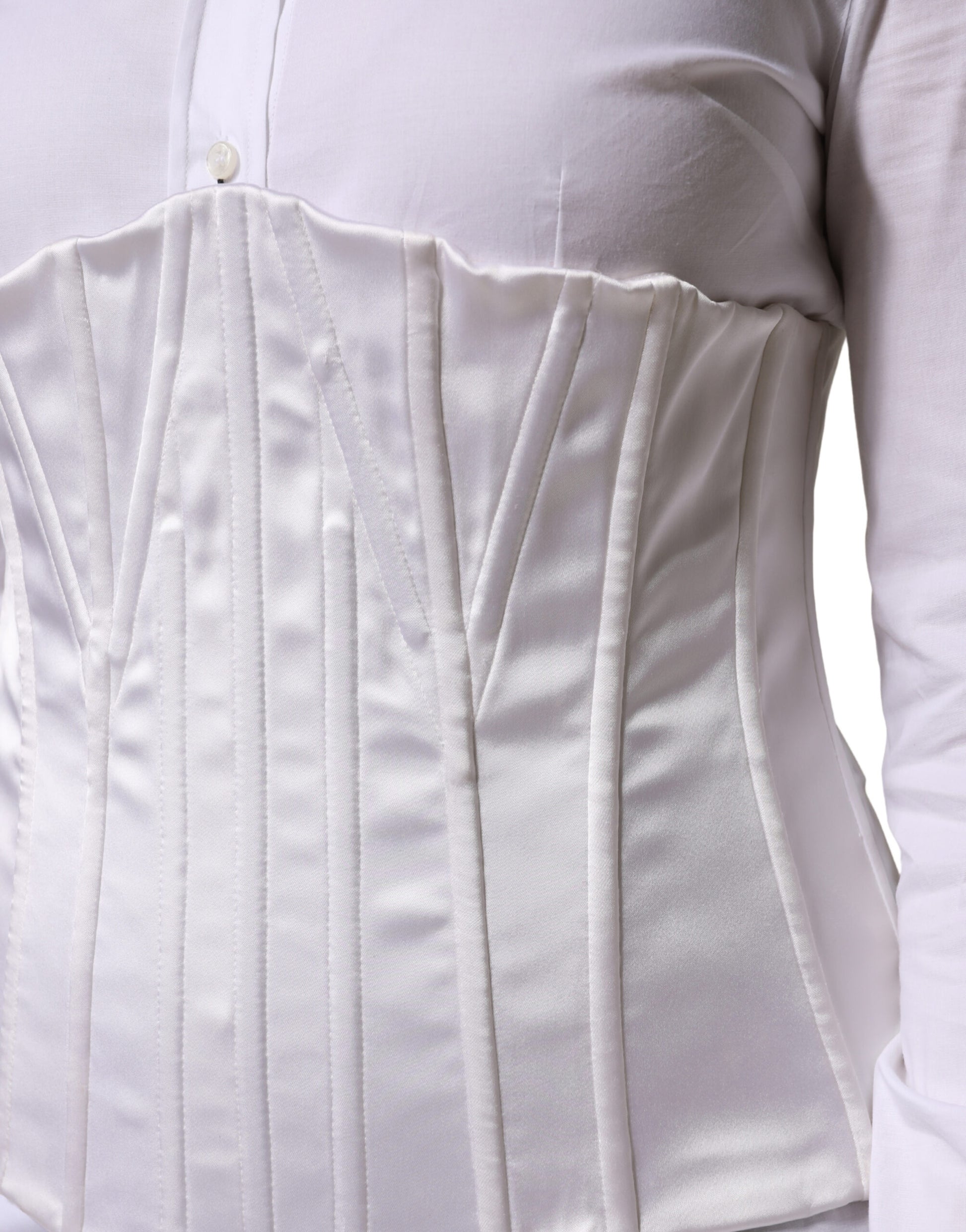 White Polyamide Waist Cincher Bustier Corset Top