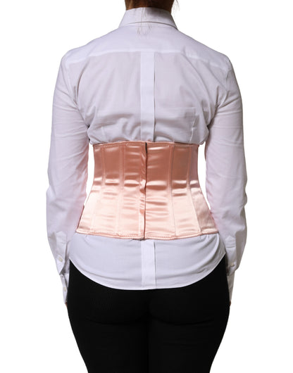 Pale Pink Silk LaceUp Waist Cincher Corse Top
