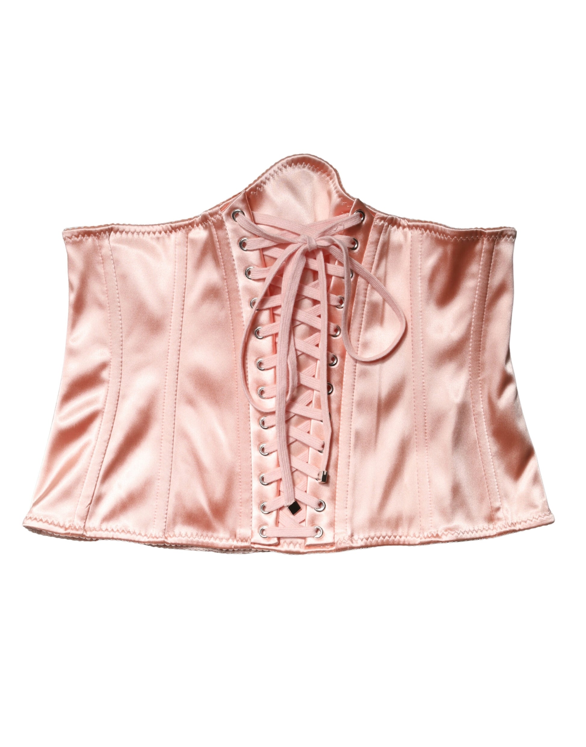 Pale Pink Silk LaceUp Waist Cincher Corse Top