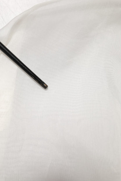 White Sheer Silk Blouse Lace Bow Tie Blouse Top