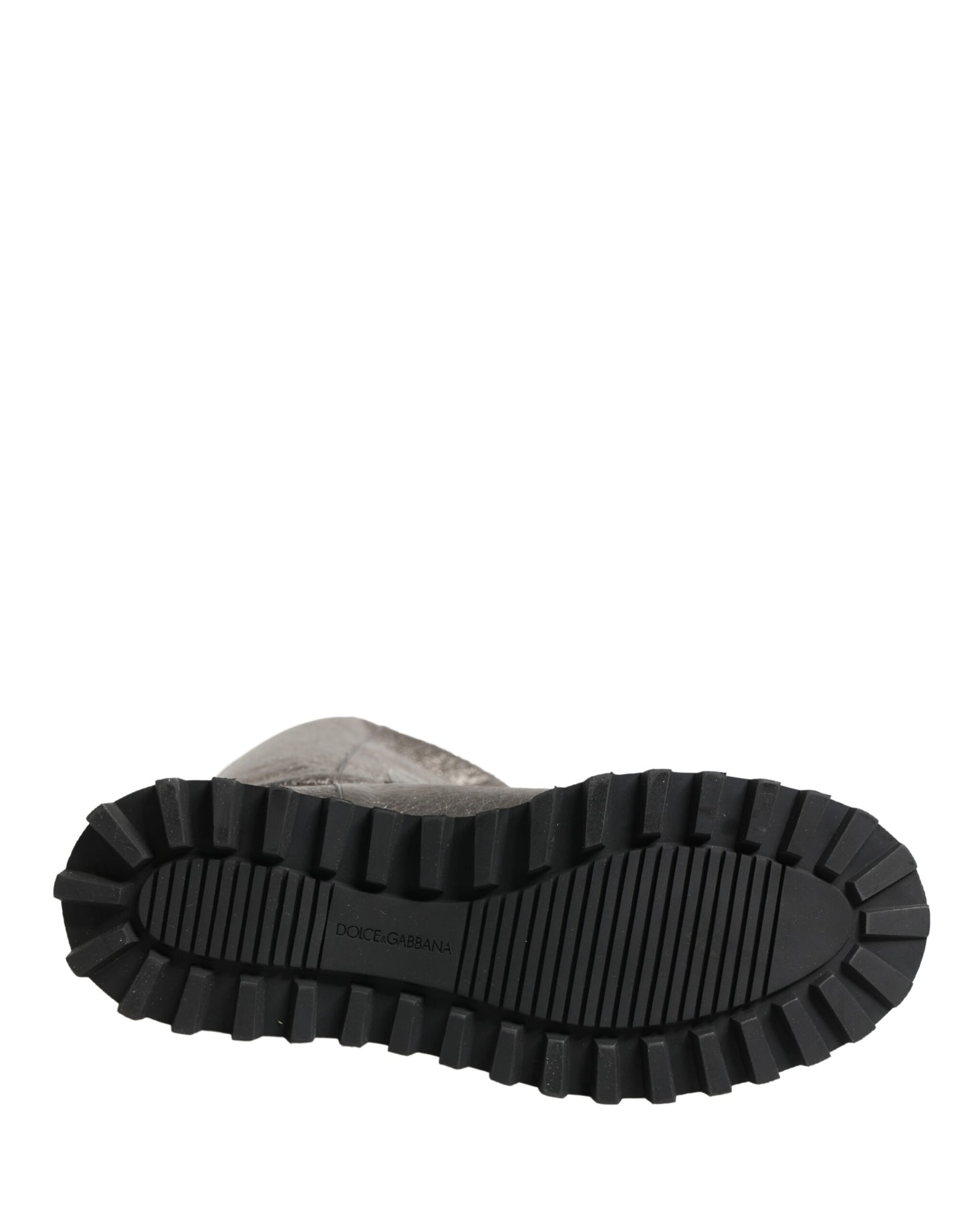 Metallic Silver Leather Mid Calf Boots Shoes