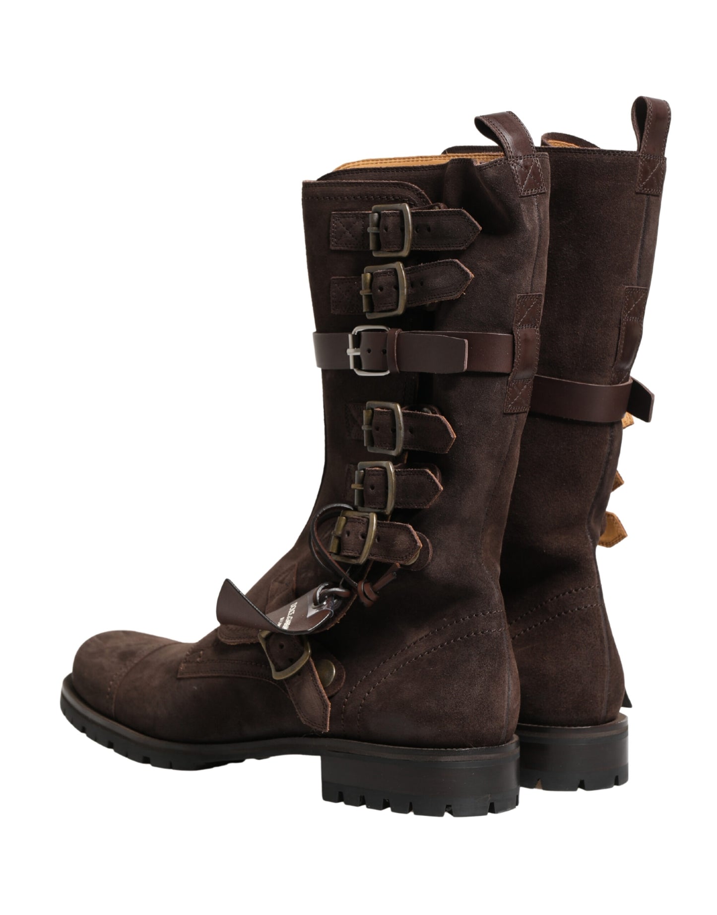 Brown Suede Leather Combat Ankle Boots  Shoes