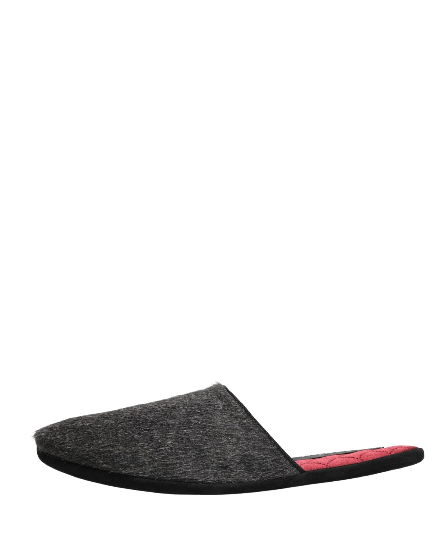 Dark Grey Charcoal Wool Red Slippers Shoes