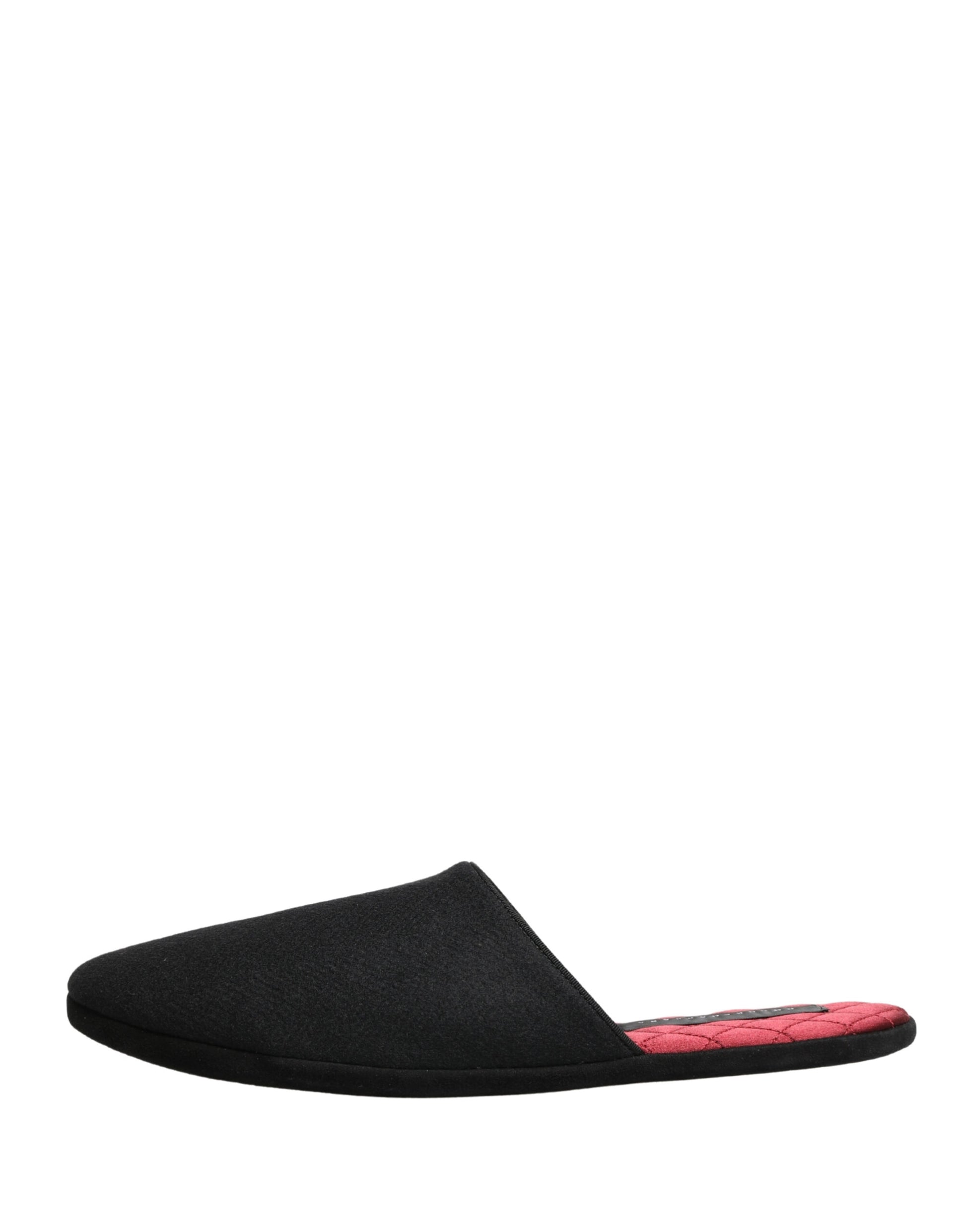 Black Wool Cashmere Red Quilted Slippers Shoes