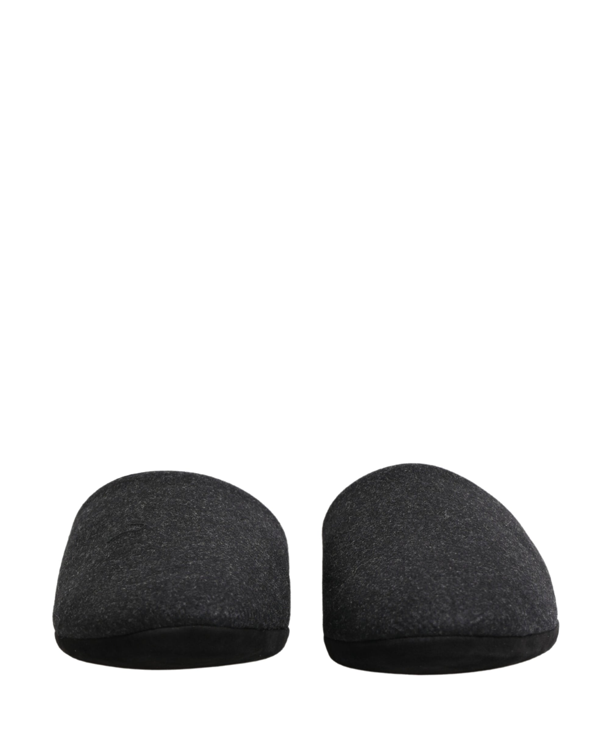 Anthracite Wool Cashmere Quilted Slippers Shoes