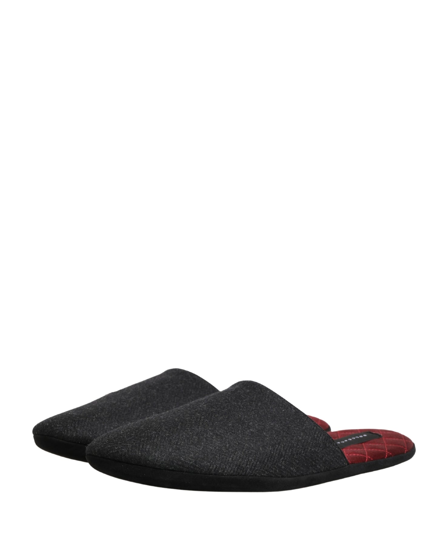 Anthracite Wool Cashmere Quilted Slippers Shoes