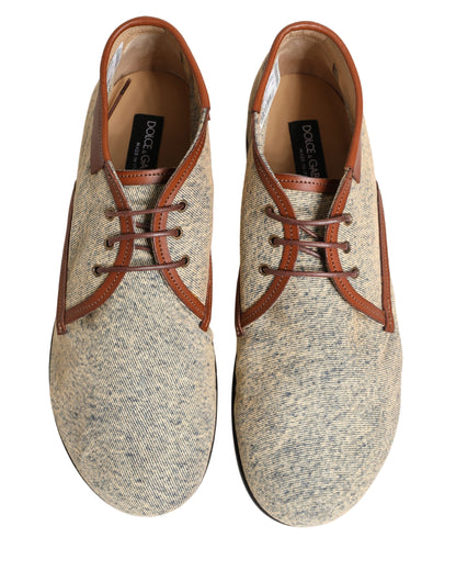 Denim Navajo Lace-Up Leather Dress Derby Shoes