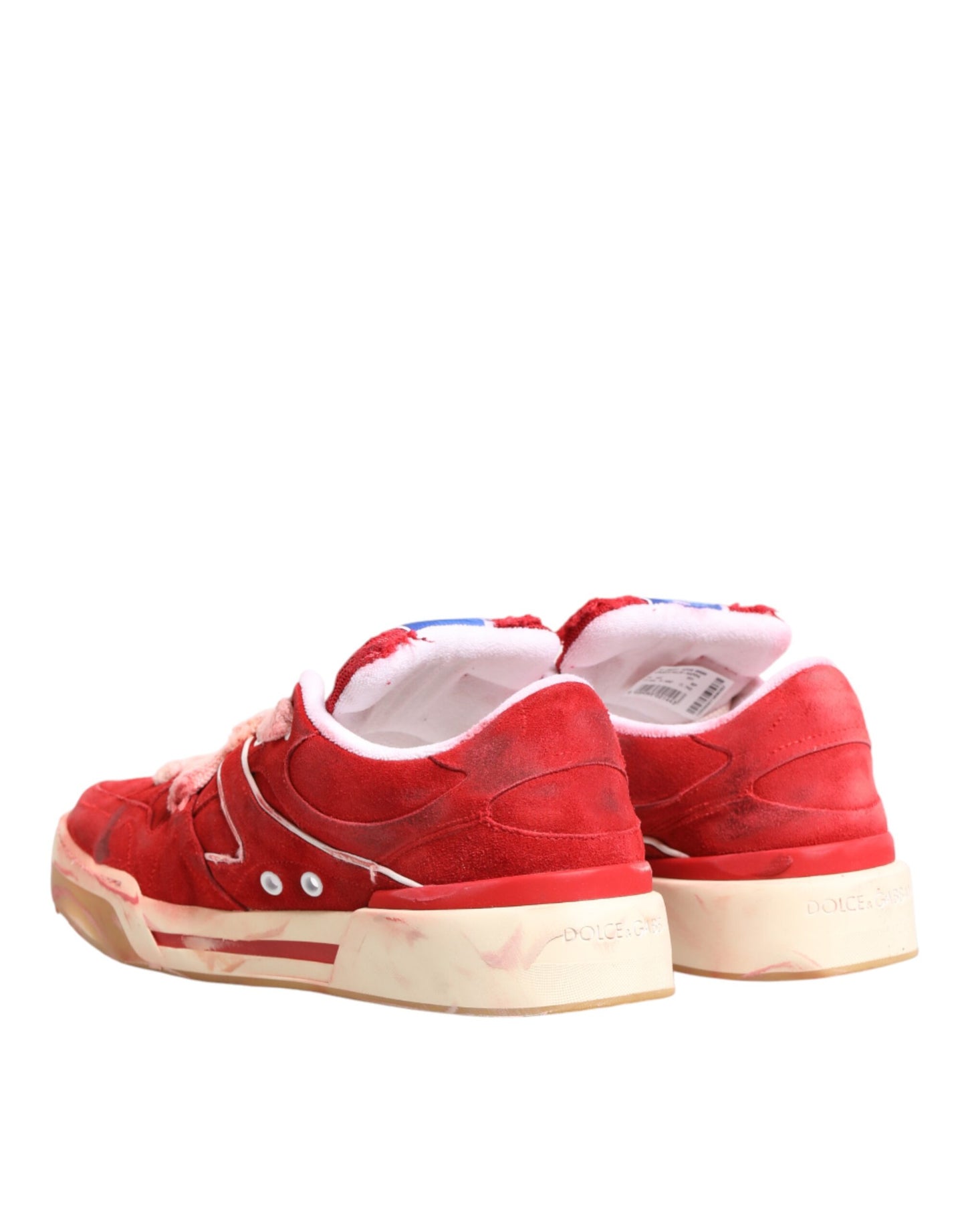 Red White Suede DG Logo Low Top Sneakers Shoes