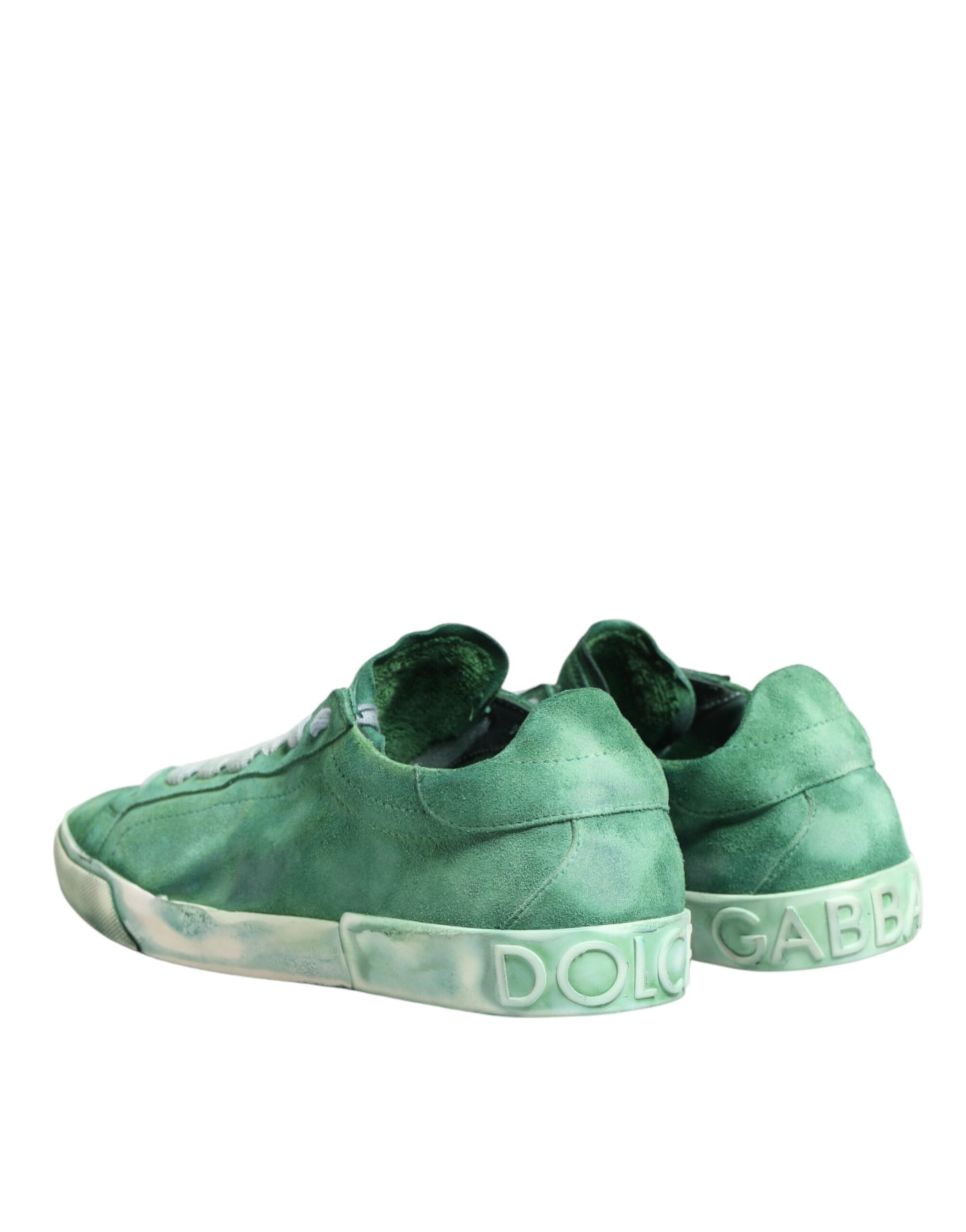 Green Suade DG Logo Sole Low Top Sneakers Shoes