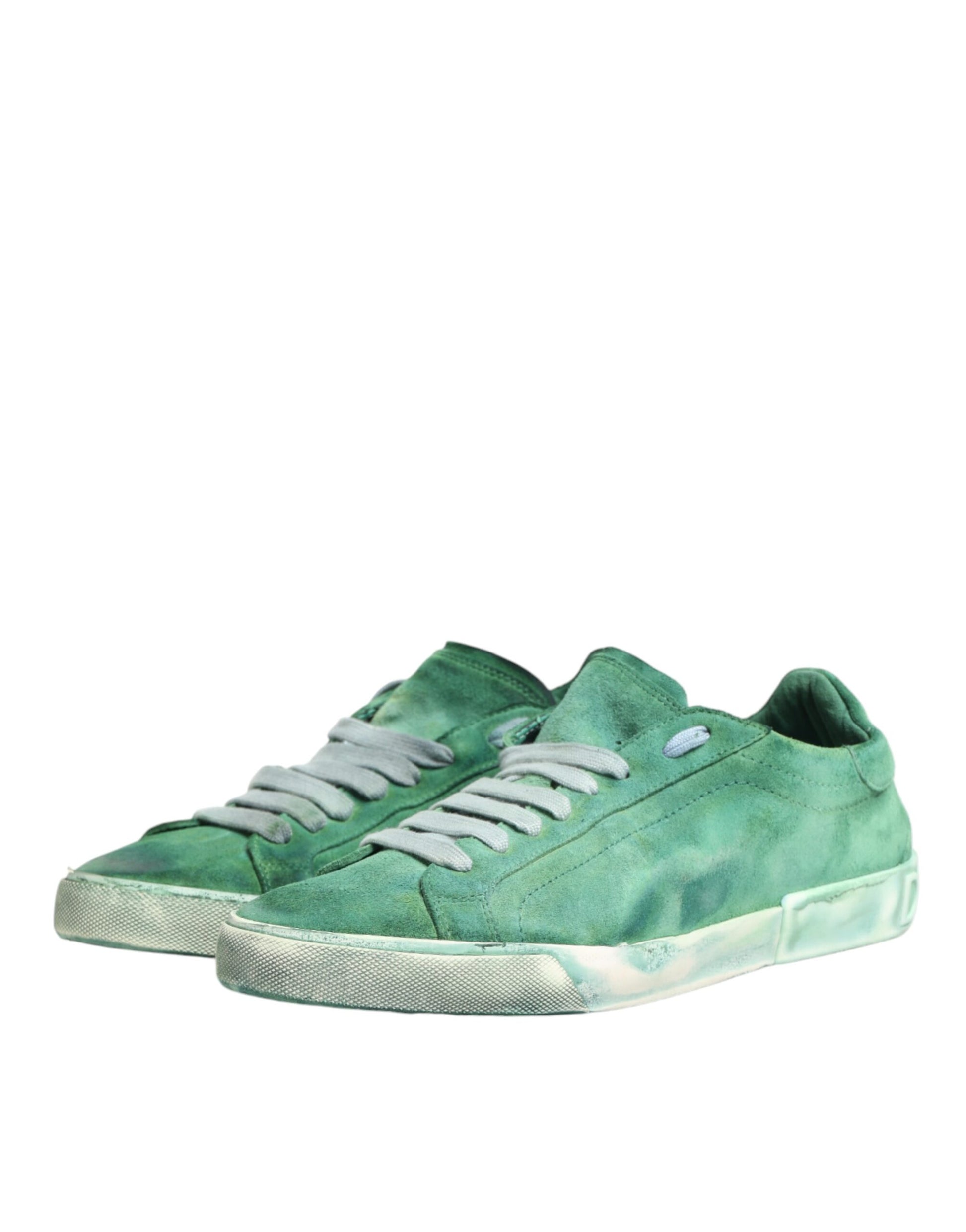 Green Suade DG Logo Sole Low Top Sneakers Shoes