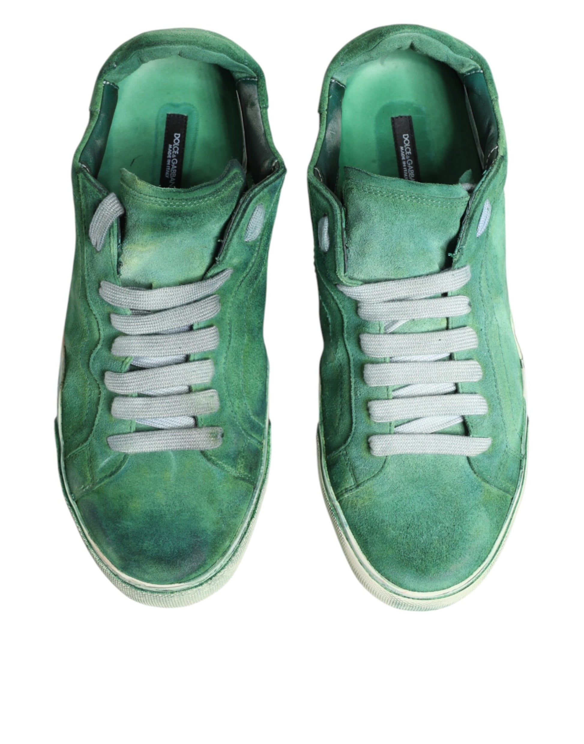 Green Suade DG Logo Sole Low Top Sneakers Shoes
