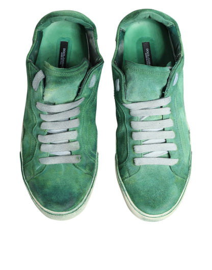 Green Suade DG Logo Sole Low Top Sneakers Shoes