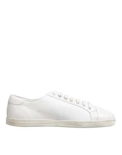 White Bianco Leather Men Low Top Sneakers Shoes