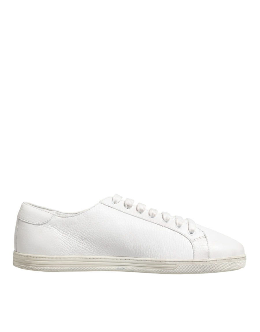 White Bianco Leather Men Low Top Sneakers Shoes