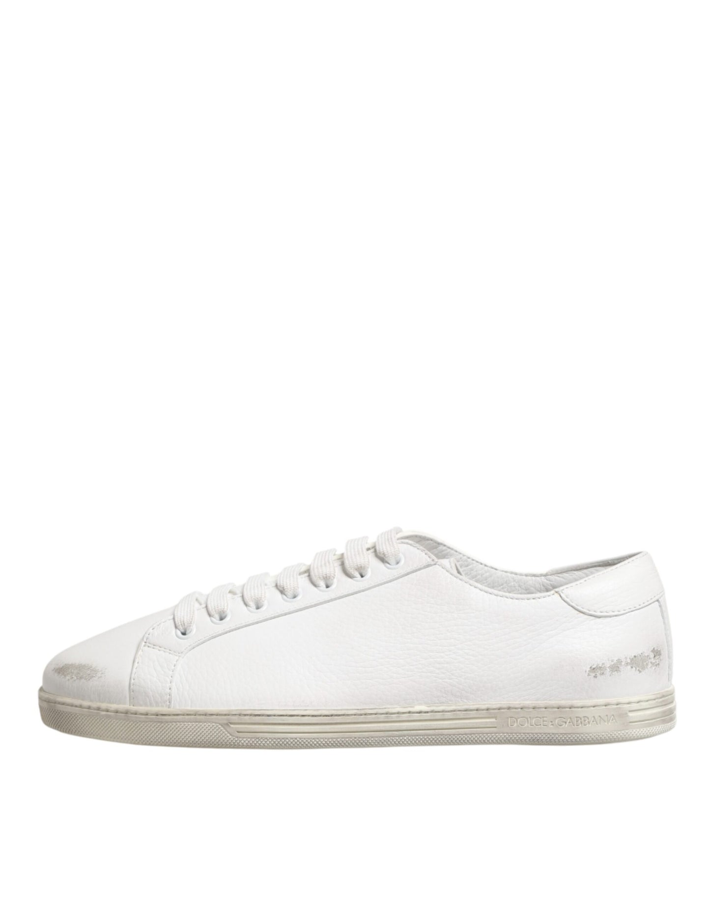 White Bianco Leather Men Low Top Sneakers Shoes