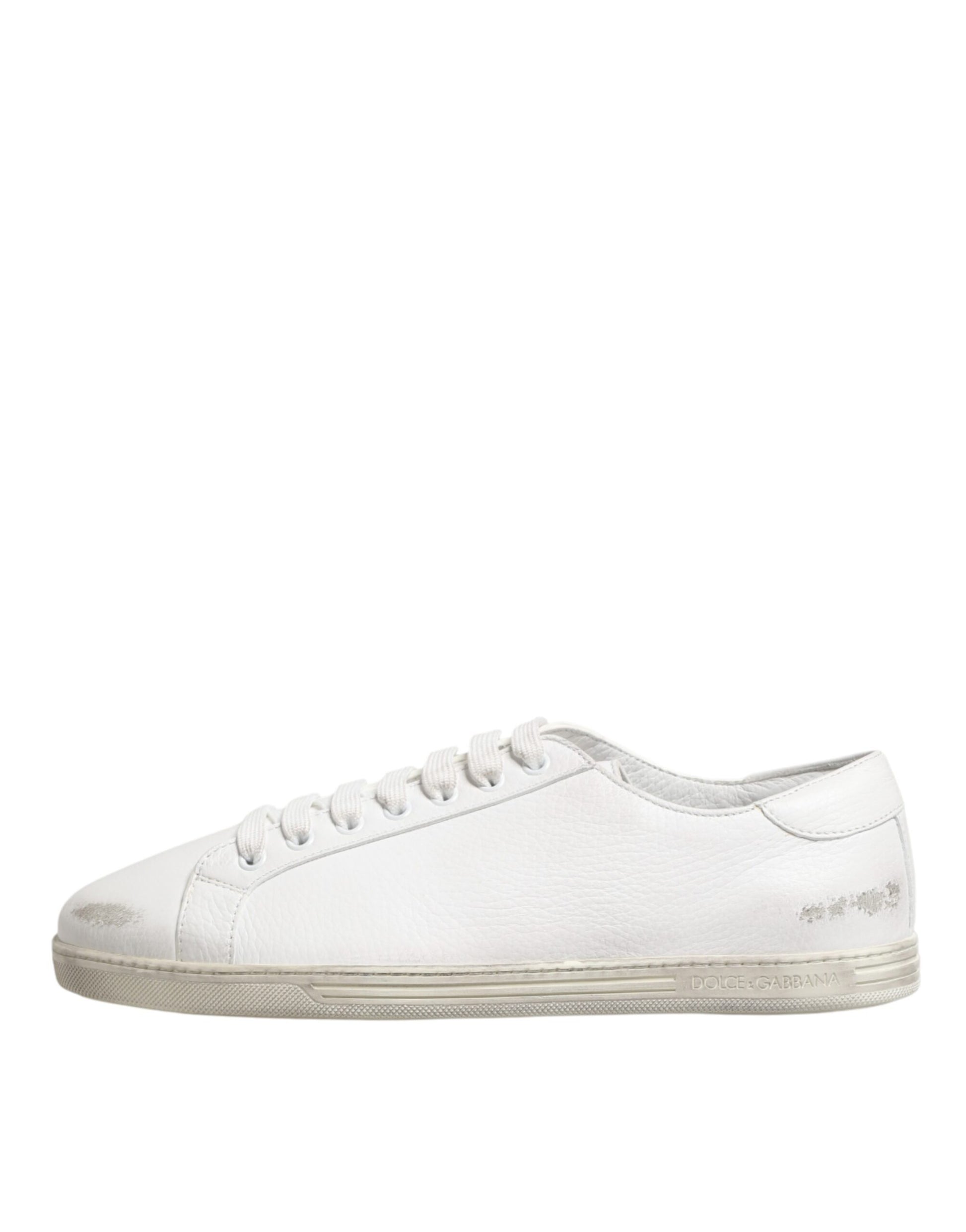 White Bianco Leather Men Low Top Sneakers Shoes