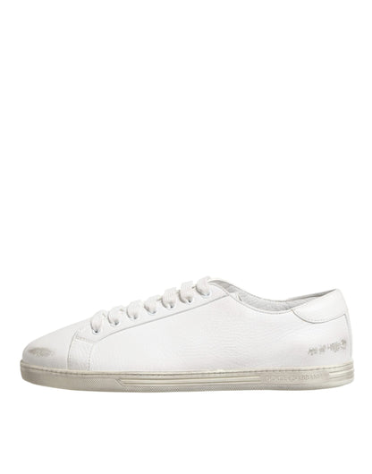 White Bianco Leather Men Low Top Sneakers Shoes