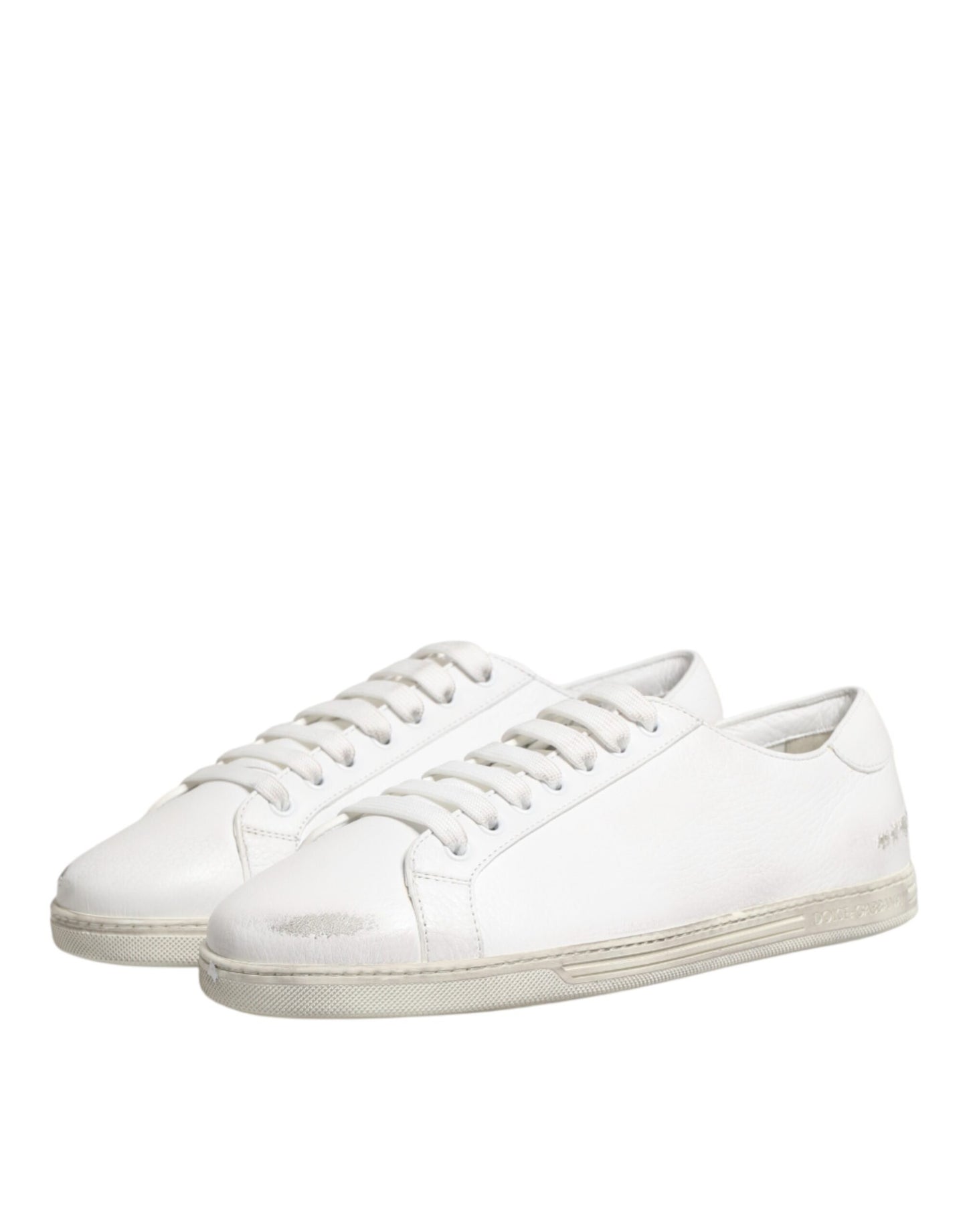 White Bianco Leather Men Low Top Sneakers Shoes
