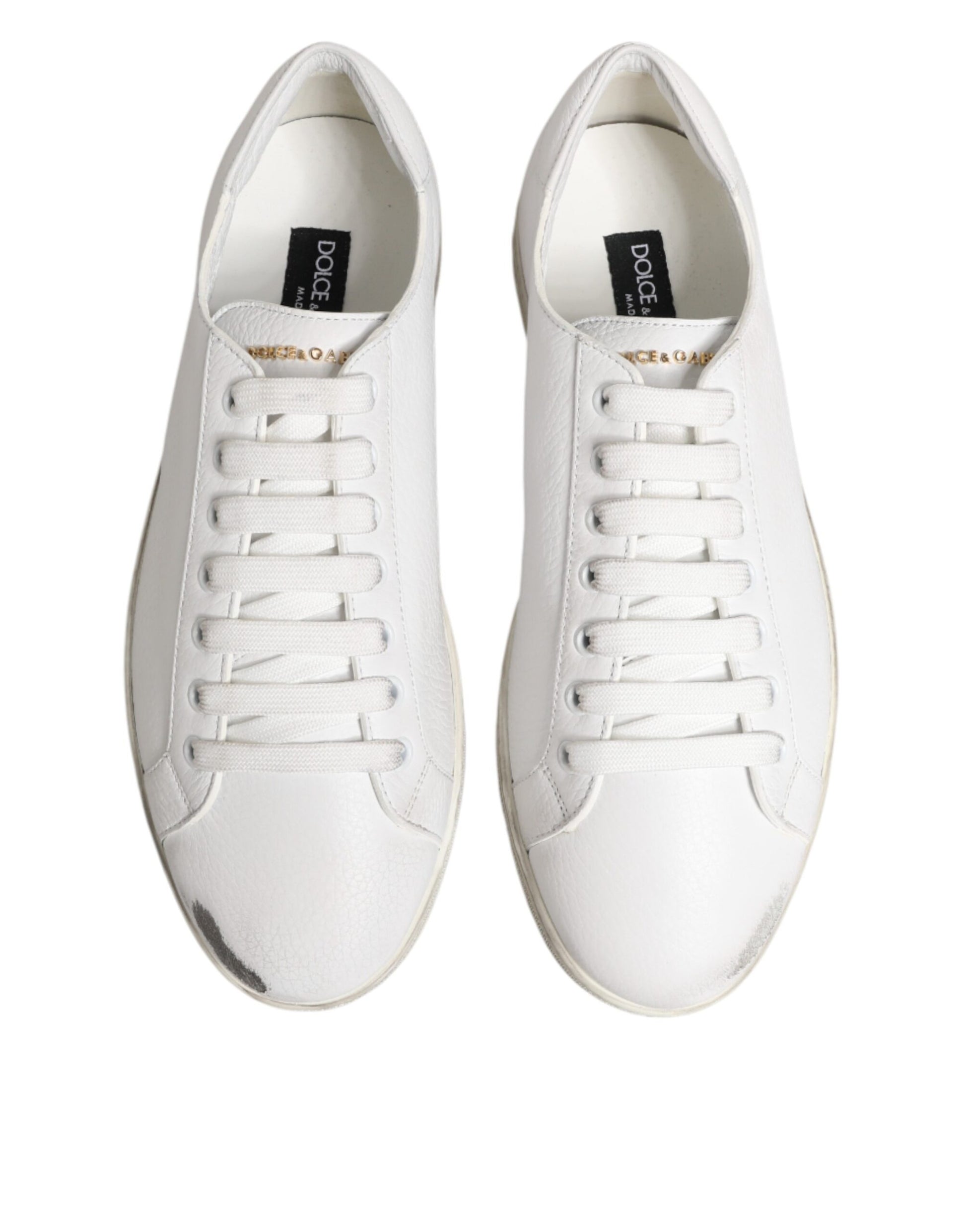 White Bianco Leather Men Low Top Sneakers Shoes
