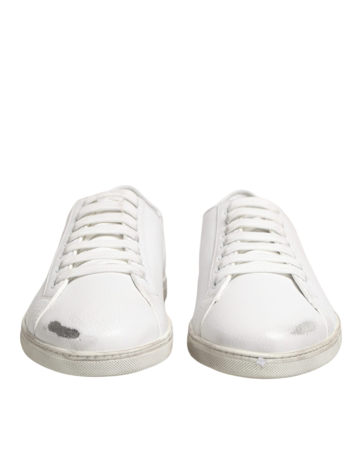 White Bianco Leather Men Low Top Sneakers Shoes