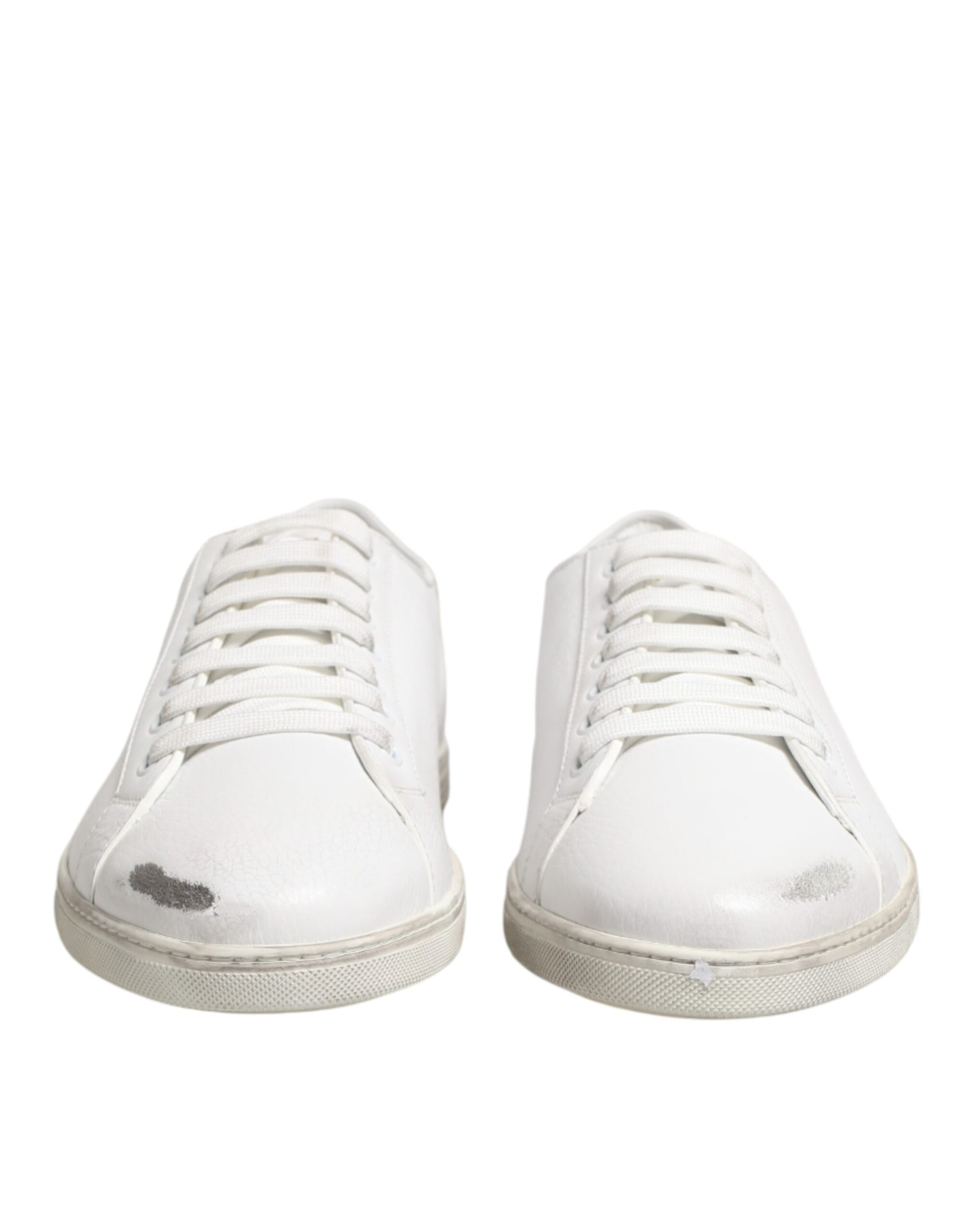 White Bianco Leather Men Low Top Sneakers Shoes