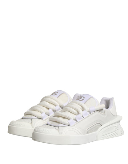 White Calfskin Leather Low Top Sneakers Shoes