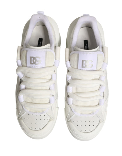 White Calfskin Leather Low Top Sneakers Shoes