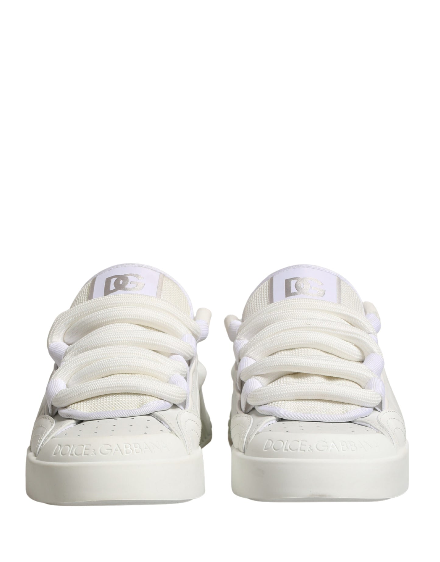 White Calfskin Leather Low Top Sneakers Shoes