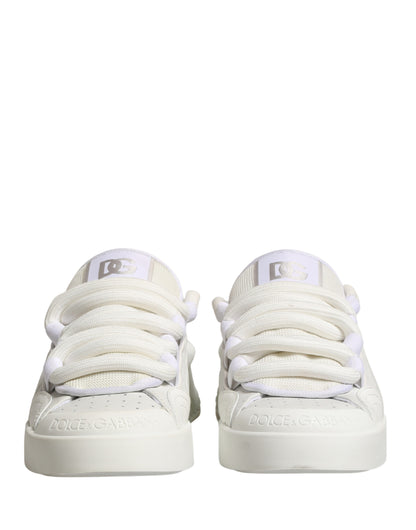 White Calfskin Leather Low Top Sneakers Shoes