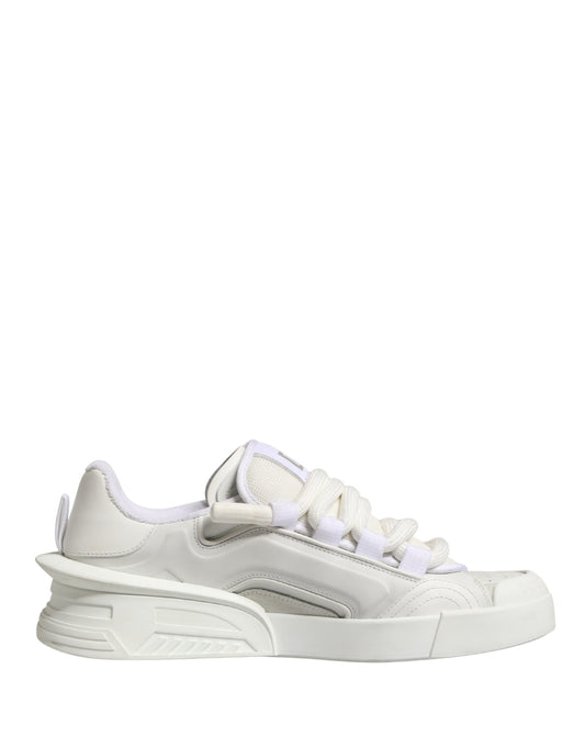 White Calfskin Leather Low Top Sneakers Shoes