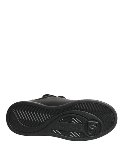 Black Leather Portofino Low Top Sneakers Shoes