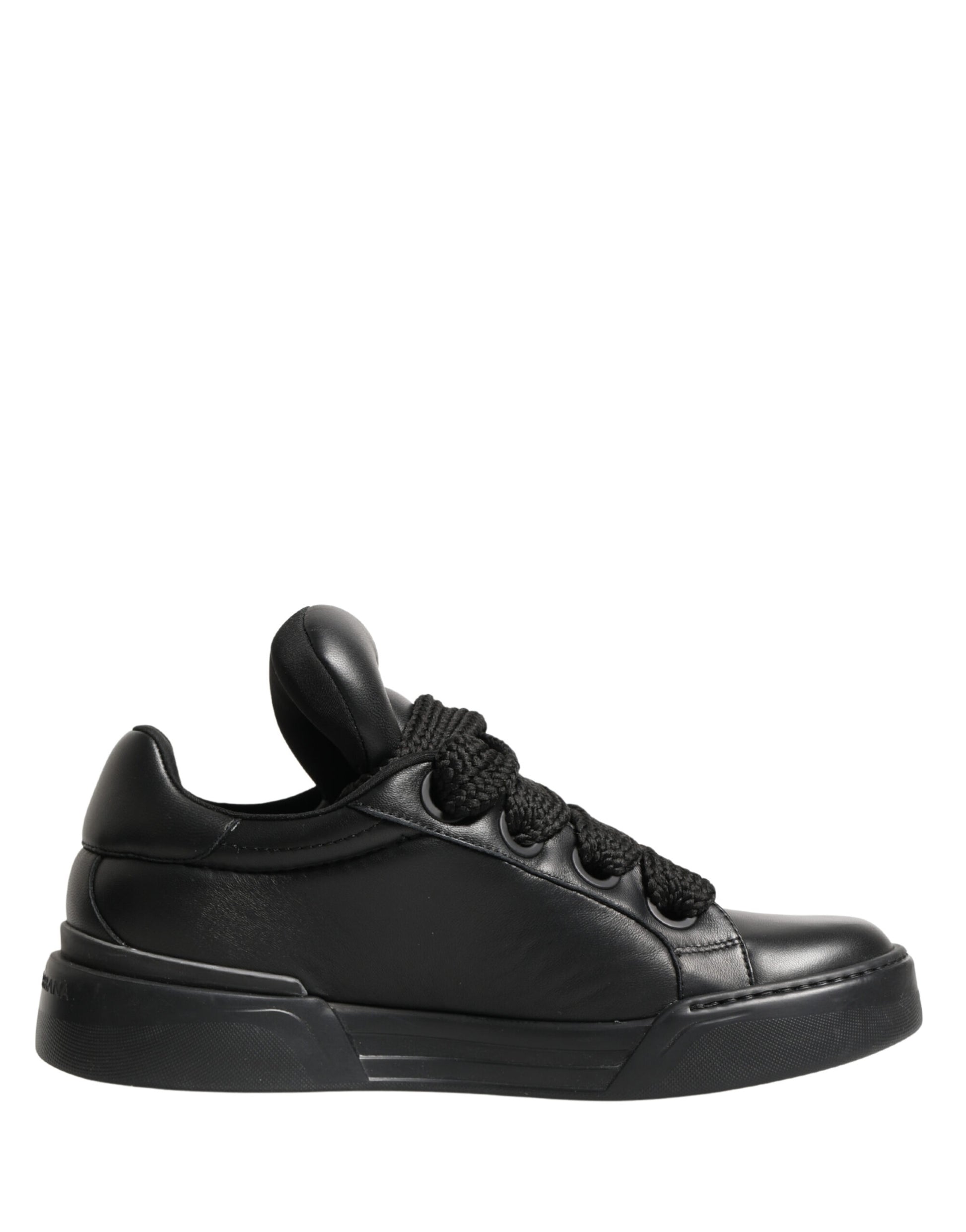 Black Leather Portofino Low Top Sneakers Shoes