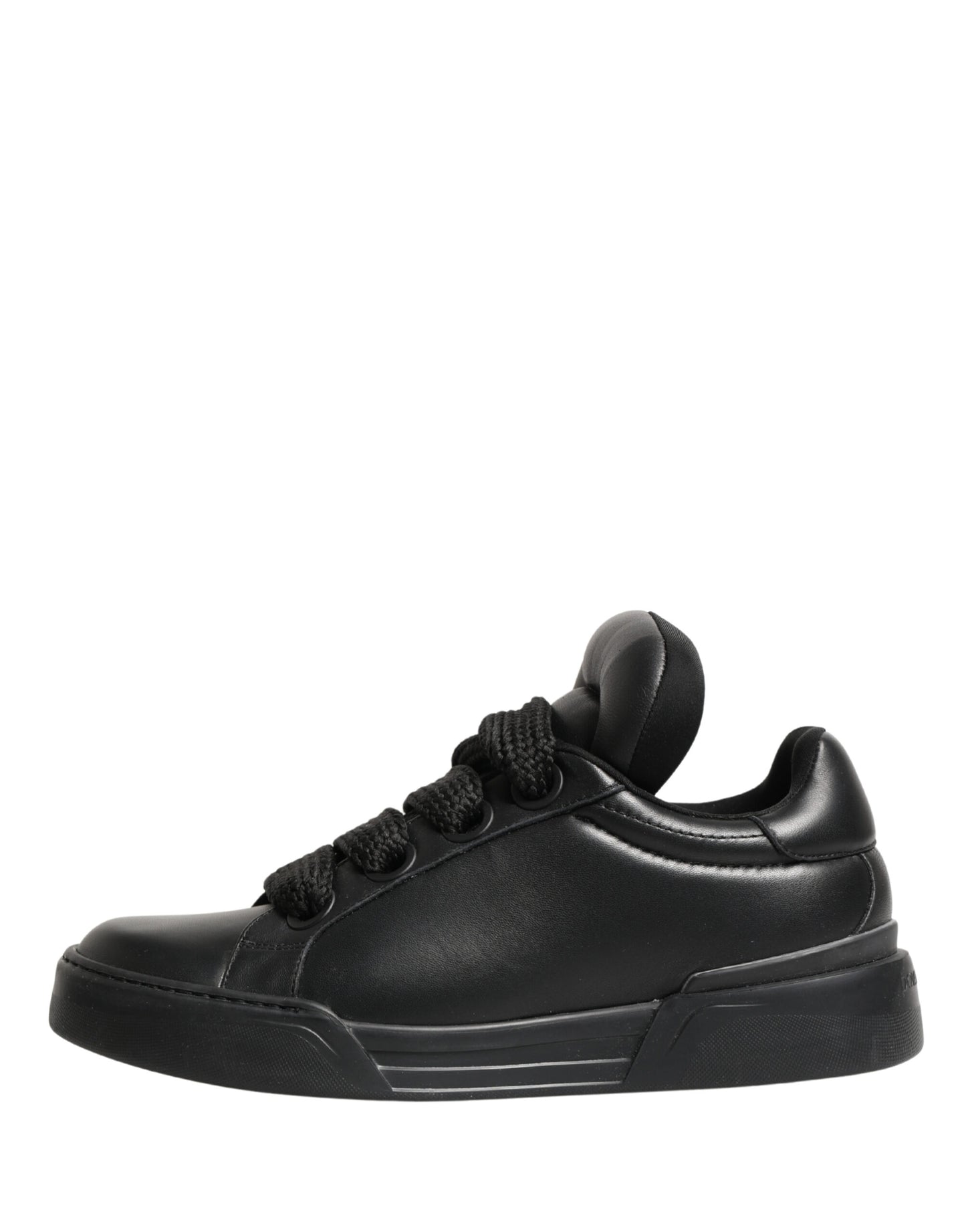 Black Leather Portofino Low Top Sneakers Shoes