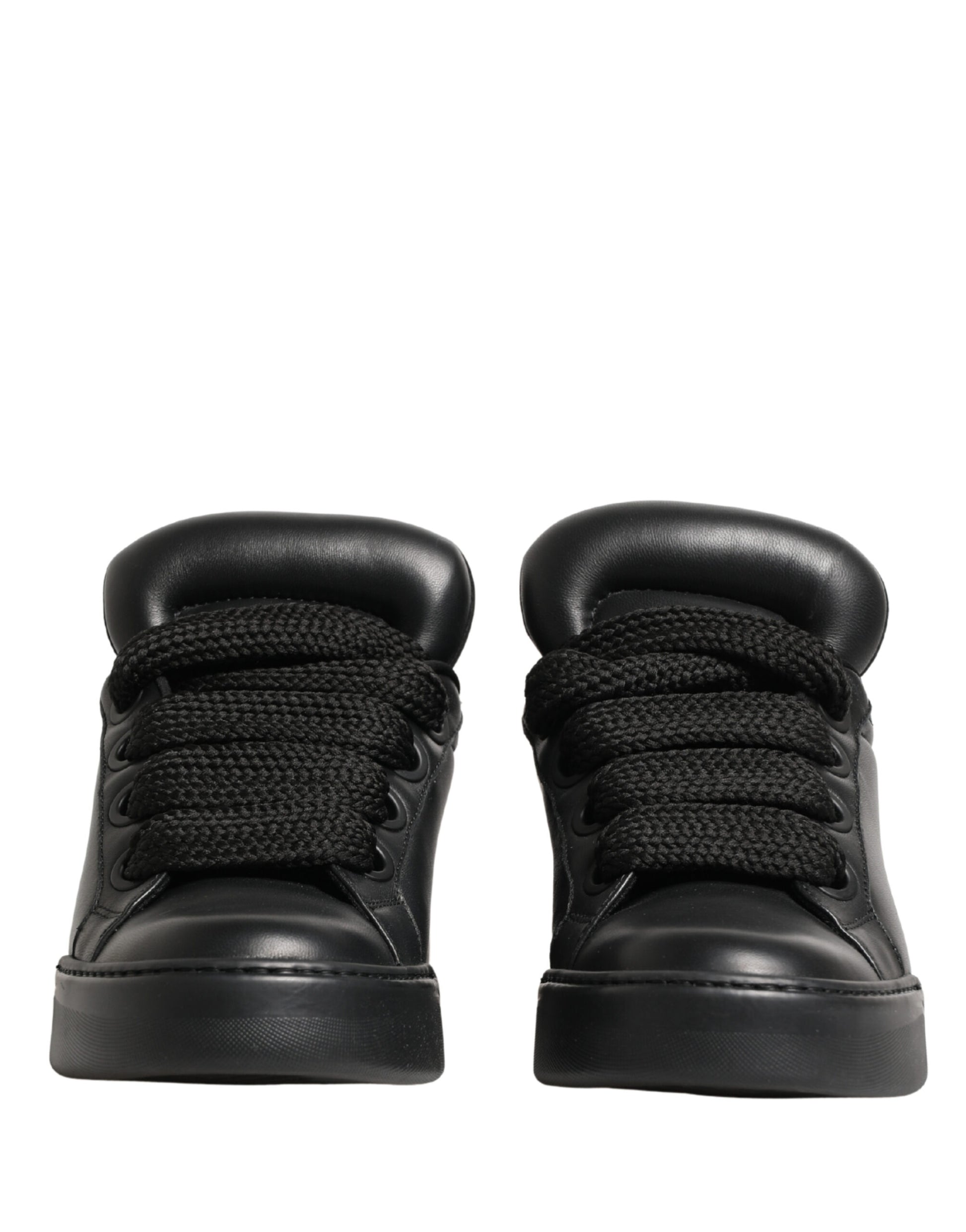 Black Leather Portofino Low Top Sneakers Shoes