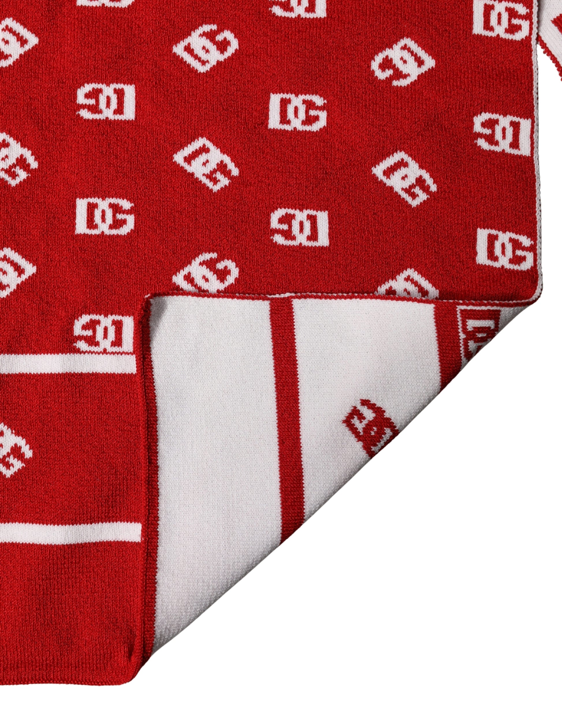 Red White Logo Print Foulard 201cm x 40.5cm  Men Scarf