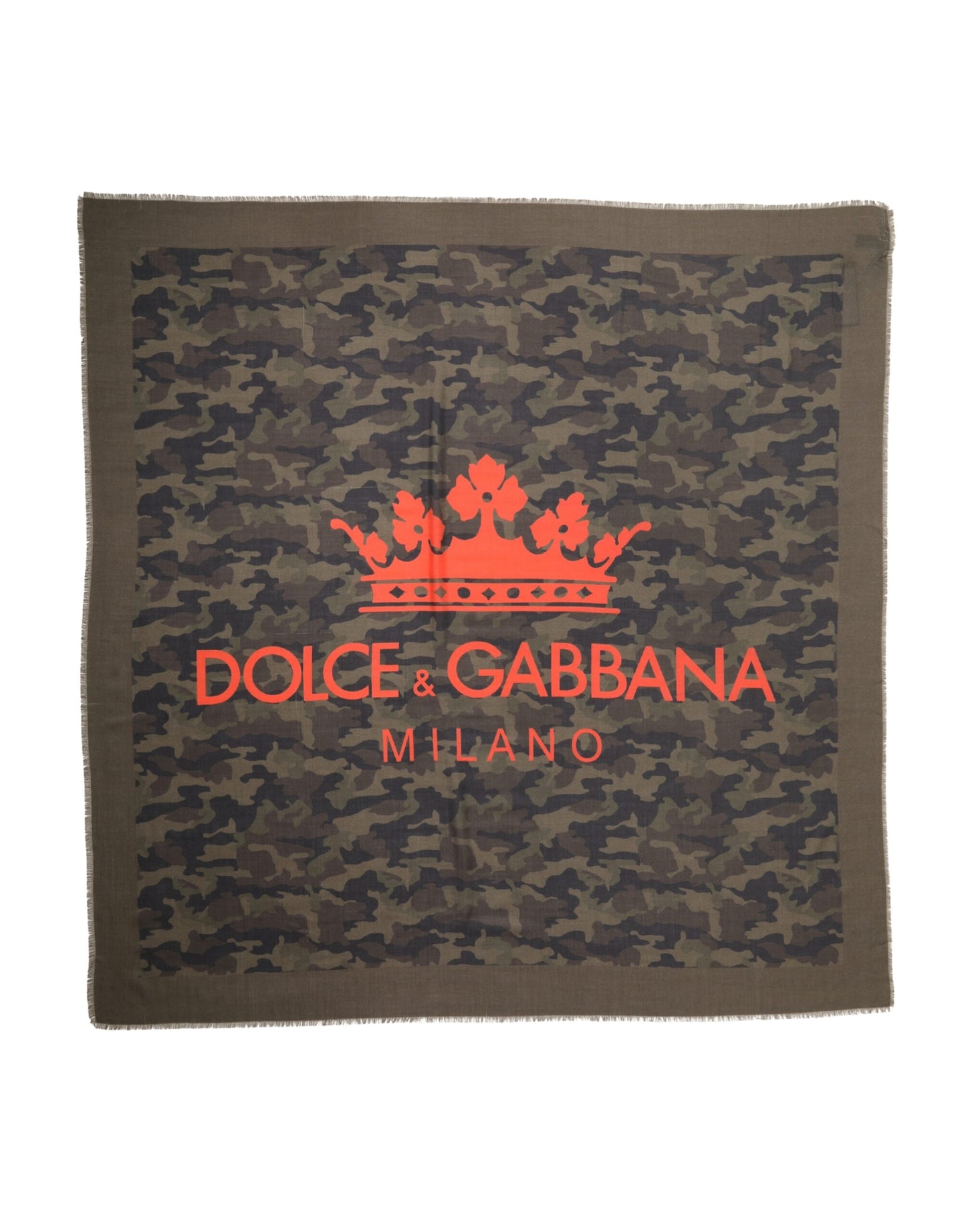 Green Camouflage Logo Cashmere 138cm x 137cm Men Scarf