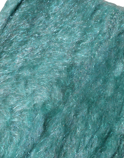 Teal Mohair Wool Knitted Wrap Shawl 62cm x 32.5cm Scarf