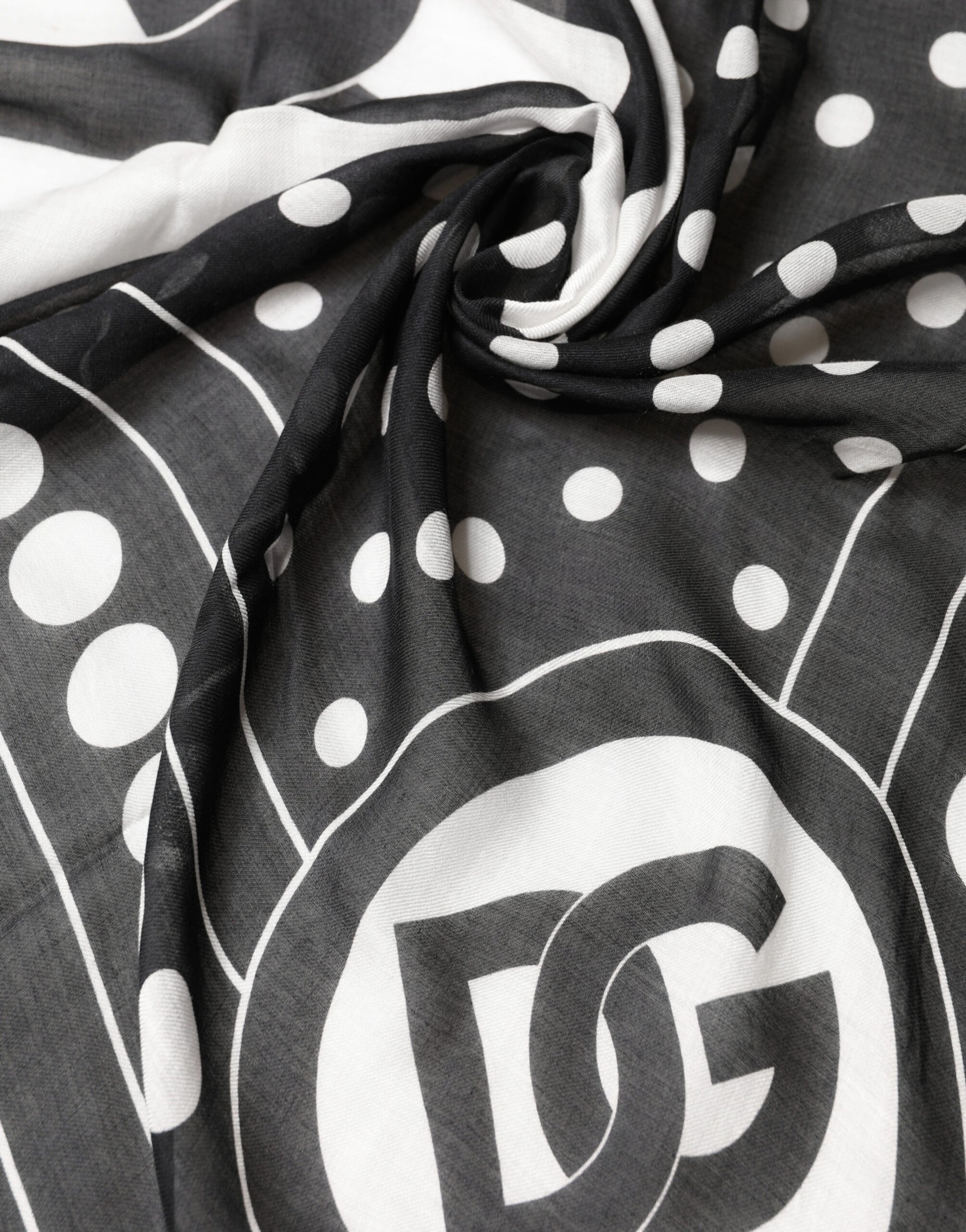 Black White Polka Dot Logo Stole Wrap 188cm x 116cm Scarf