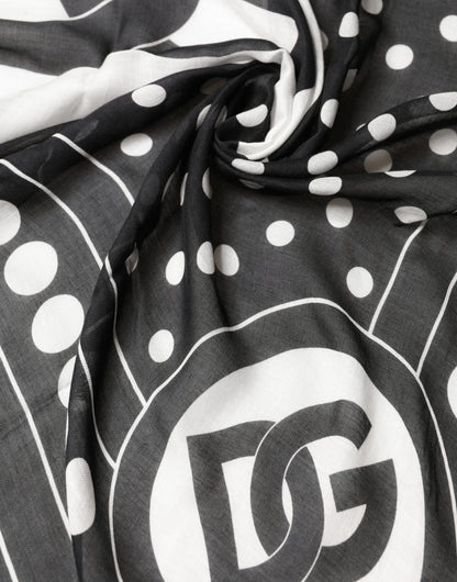 Black White Polka Dot Logo Stole Wrap 188cm x 116cm Scarf