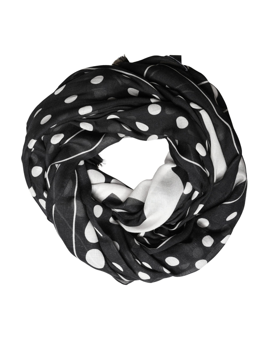 Black White Polka Dot Logo Stole Wrap 188cm x 116cm Scarf