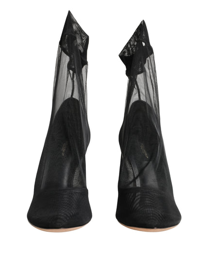 Black Nylon Stretch Mesh Sock Boots Shoes