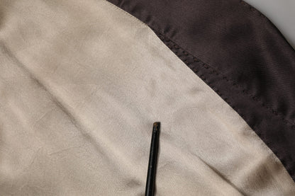 Beige Silk Satin Long Coat Robe Jacket