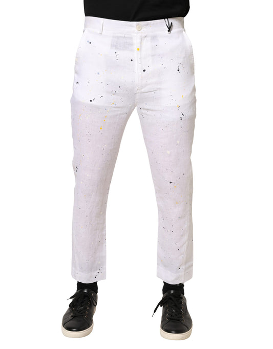 White Paint Print SkinnyFit Trouser Pants