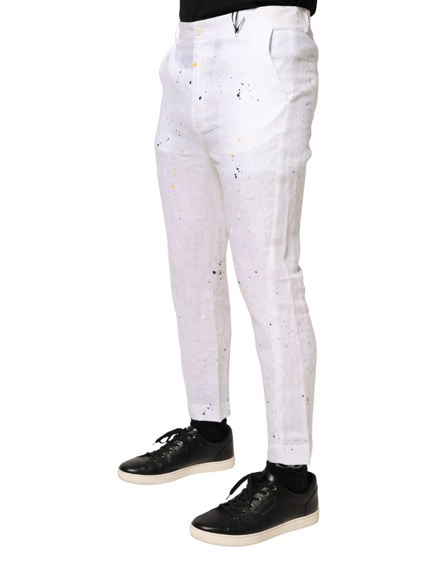 White Paint Print SkinnyFit Trouser Pants