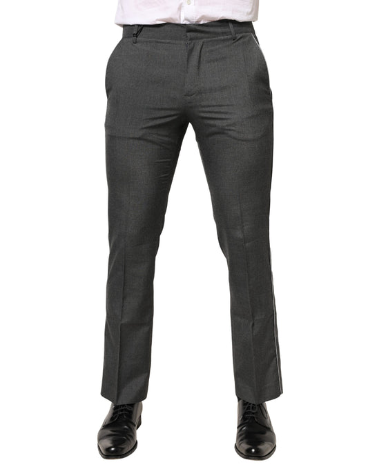 Gray Polyester Formal Dress Trouser Pants