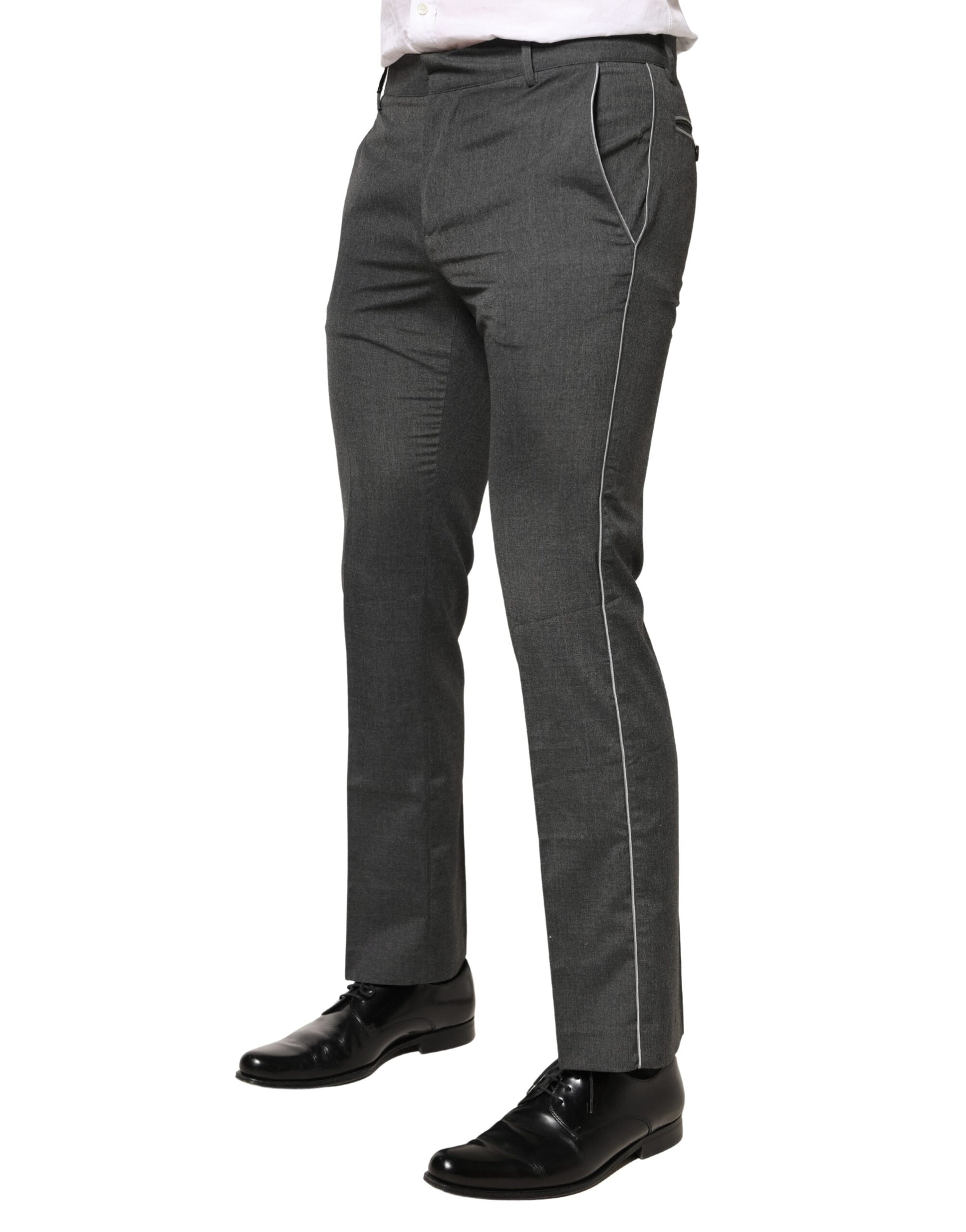 Gray Polyester Formal Dress Trouser Pants